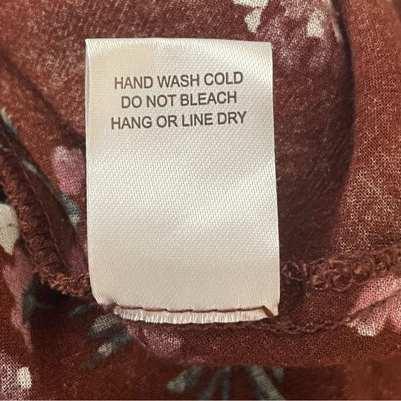 Chloe & Katie Brown Floral Flutter Sleeve Blouse Spring Summer Top Soft Rayon, M - Picture 9 of 11